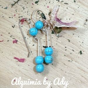 Silver  turquoise long earrings